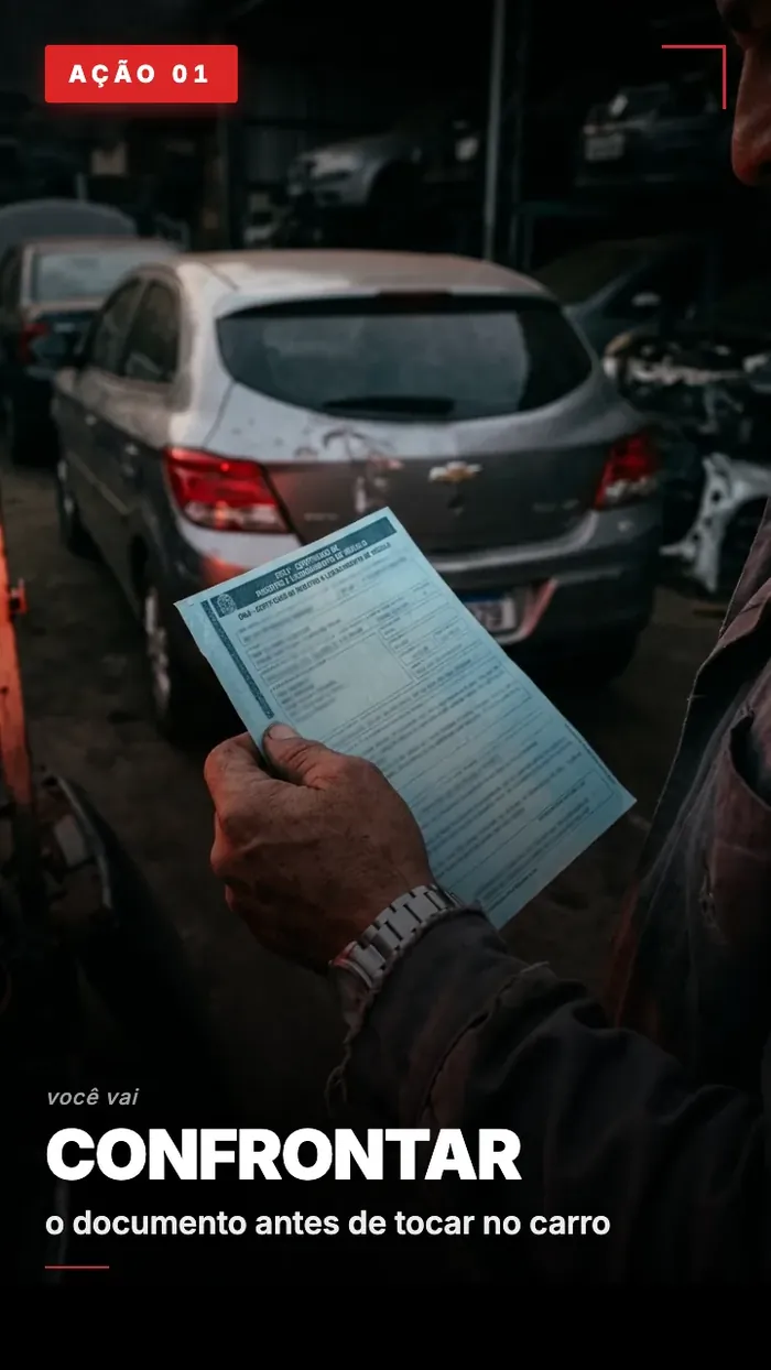 Ação 01 · Confrontar o documento antes de tocar no carro